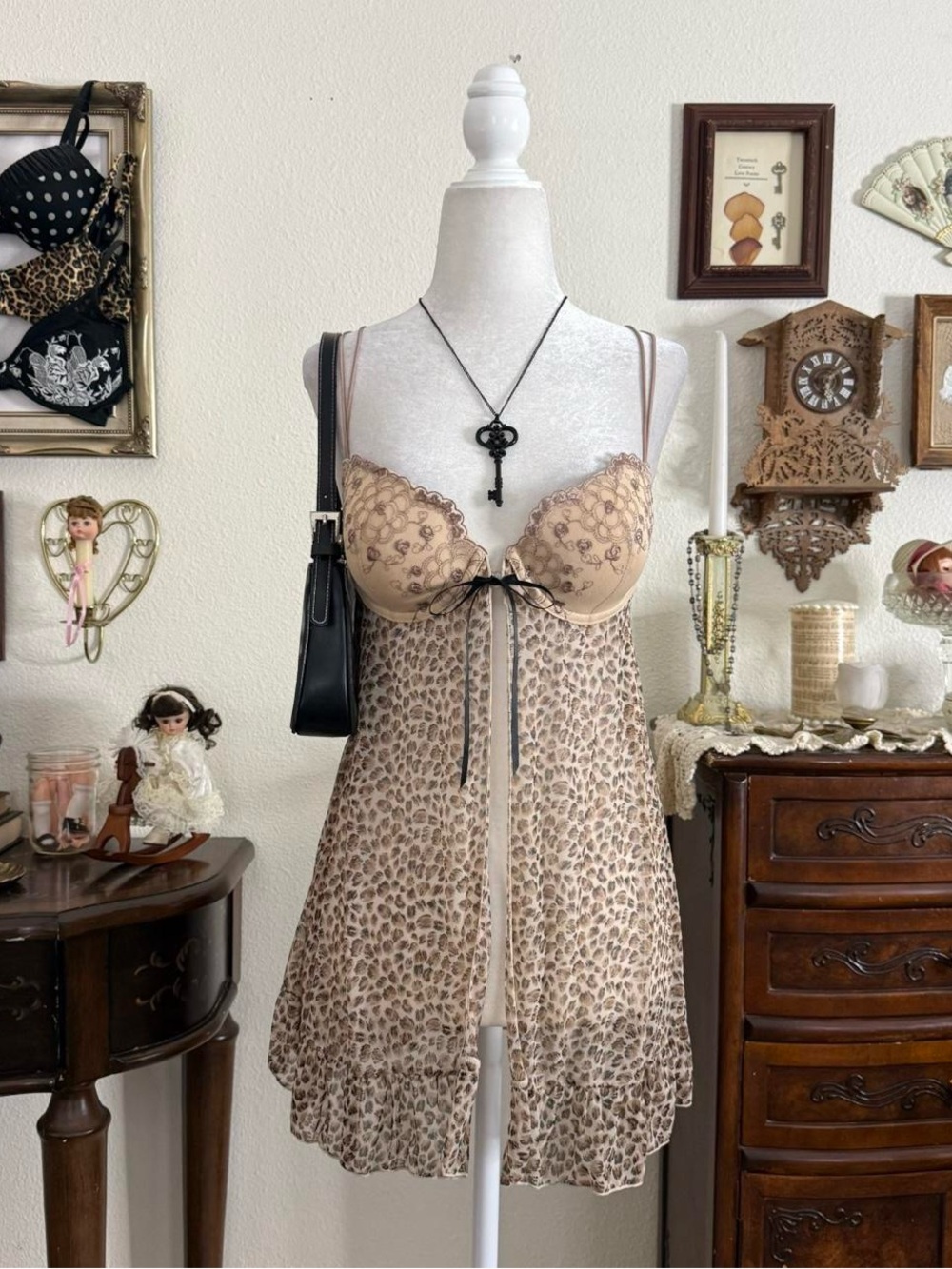 Y2k dainty coquette girly grunge mesh and lace animal print floral sheer babydol